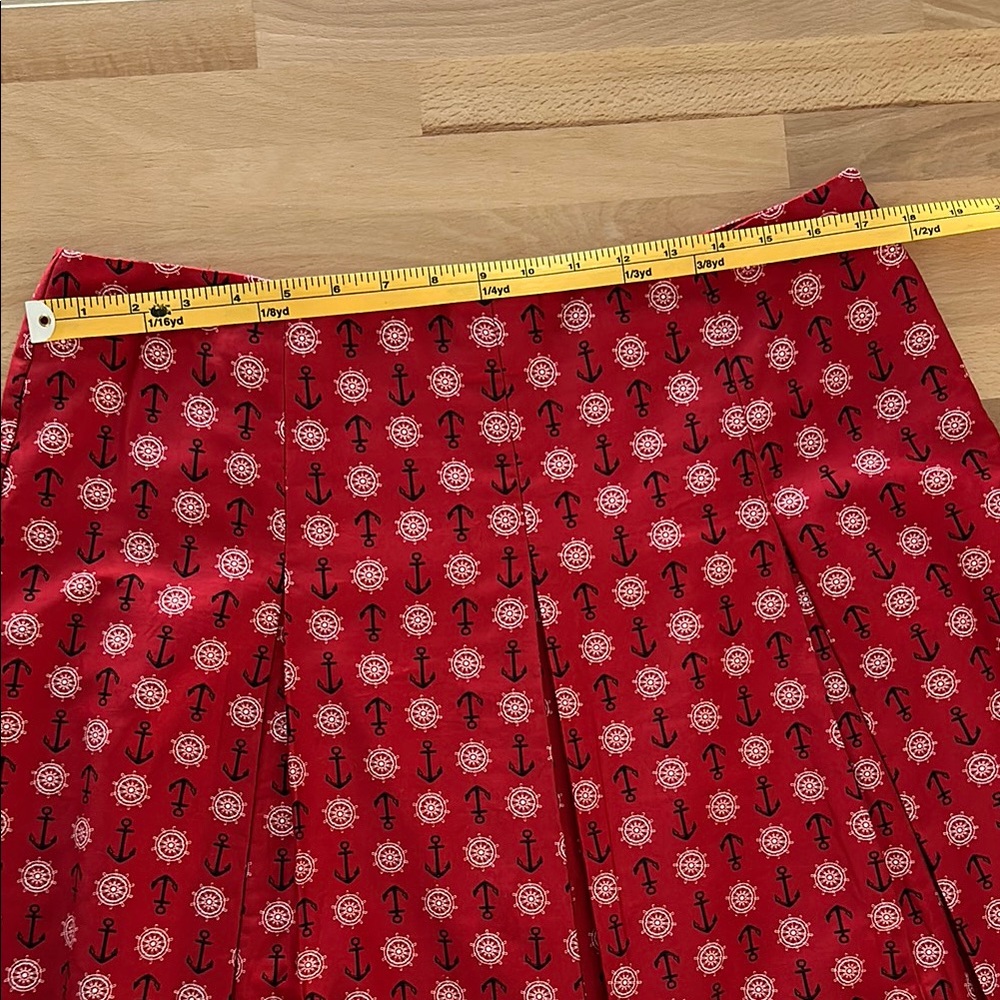 Red Patterned A-Line Skirt - Picture 5 of 10